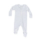 2 Way Zipper Footie - French Stripe Dusty Blue - Angel Dear