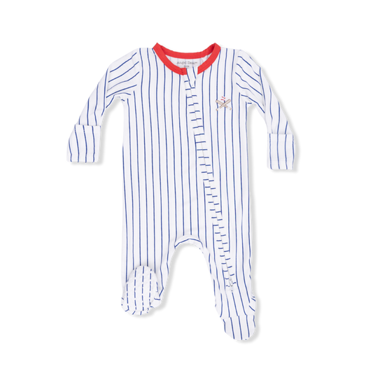 2 Way Zipper Footie Baseball Stripe - Angel Dear