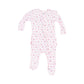 2 Way Zipper Ruffle Back Footie - Strawberry Swiss Dot - Angel Dear