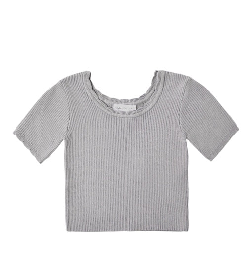 SCALLOP TEE DUSTY BLUE - Rylee and Cru