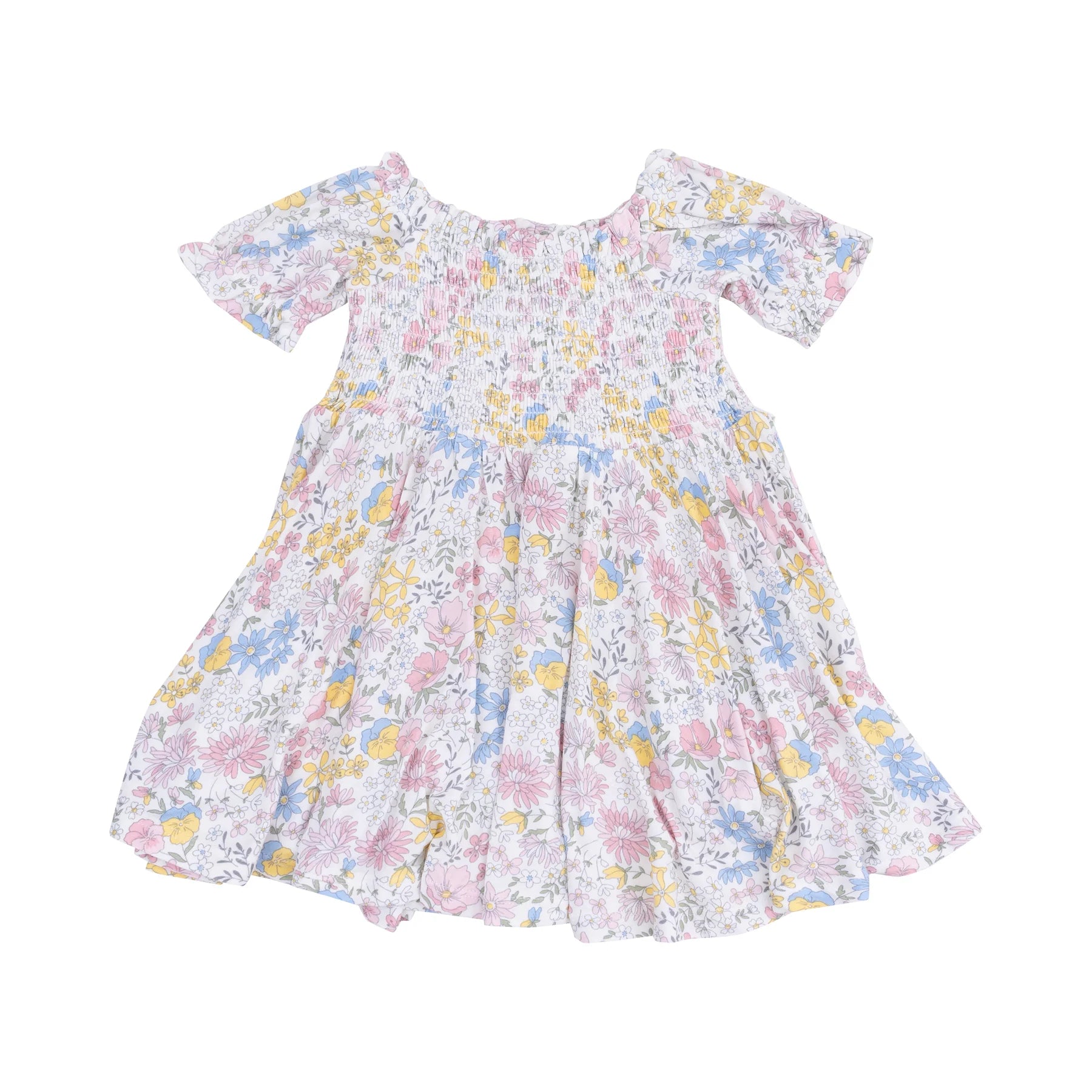 Puff Sleeve Smocked Dress- Viola Floral - Angel Dear