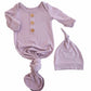 Dusty Purple Bamboo Knotted Gown & Hat