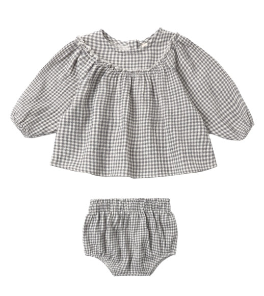 Mia Top and Bloomer set- Midnight Gingham