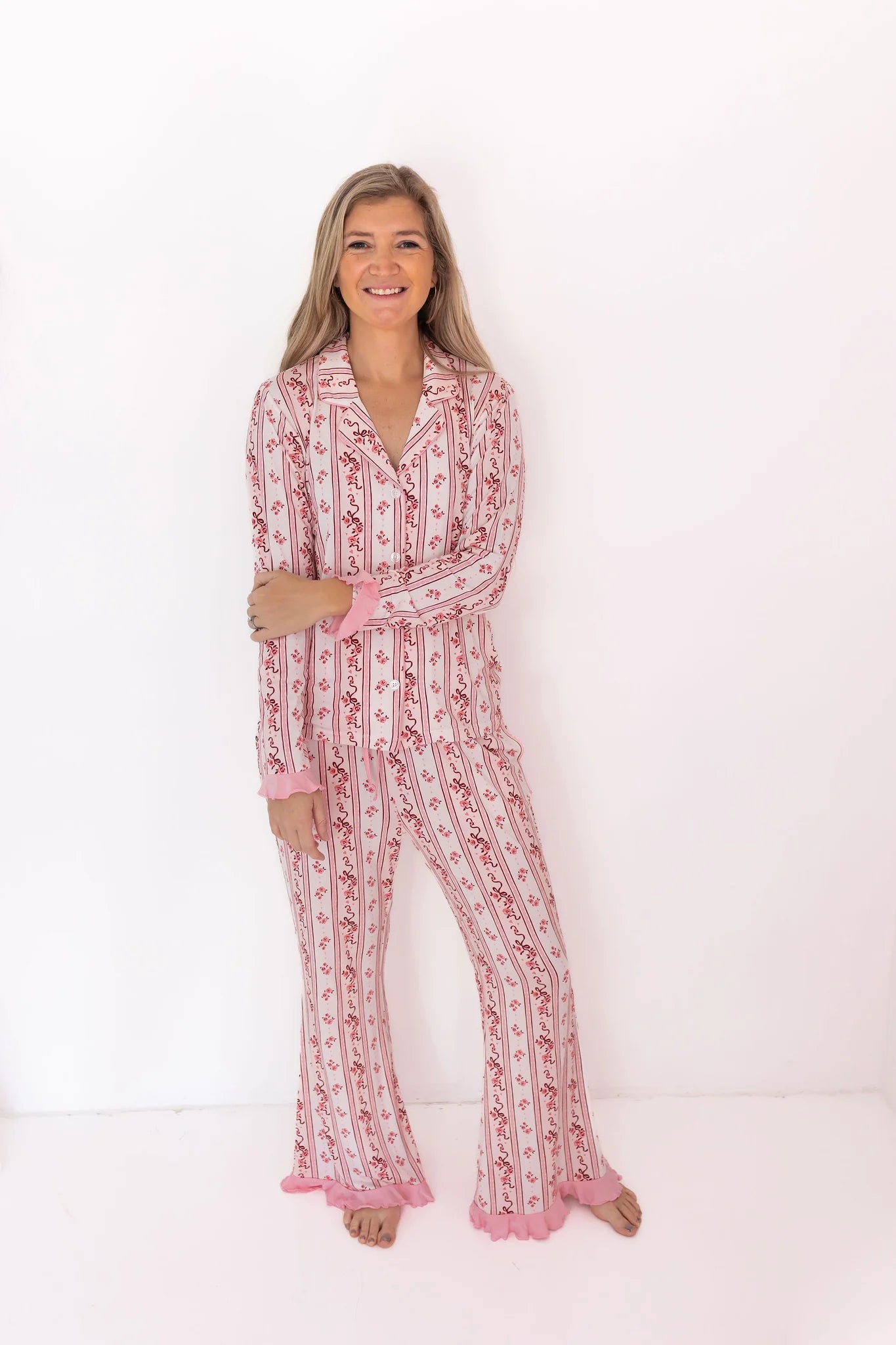 Vintage Love Women's Long Sleeve Ruffle Pant Set