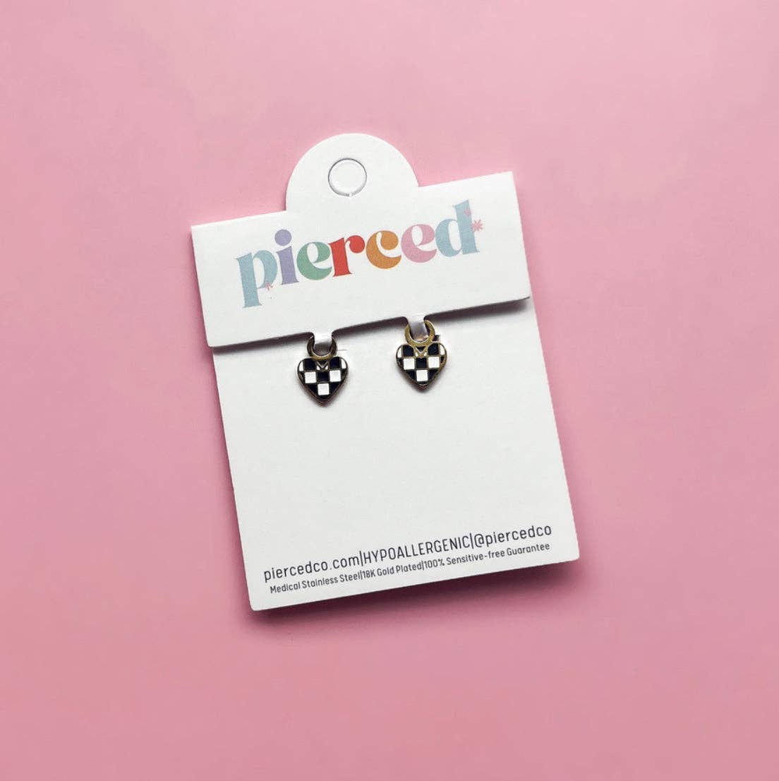 Checkered Heart Charms - Pierced Co