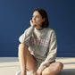 'MOTHER' Embroidered Mock Neck Sweatshirt : GREY/PINK