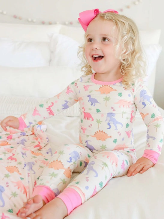 Two Piece Bamboo Pajama Set | Little Fossil Pink