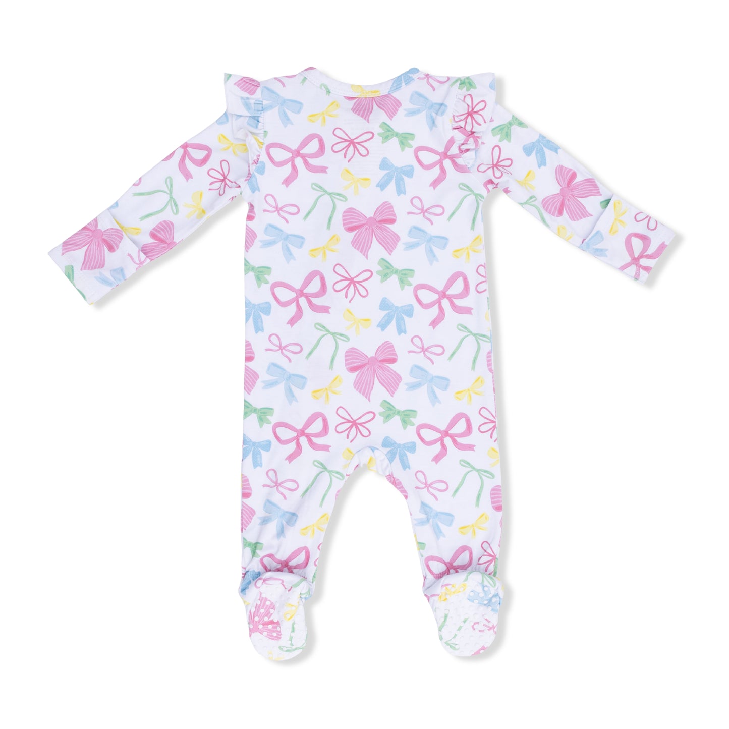 2 Way Ruffle Sleeve Zipper Footie - Sweet Bows - Angel Dear