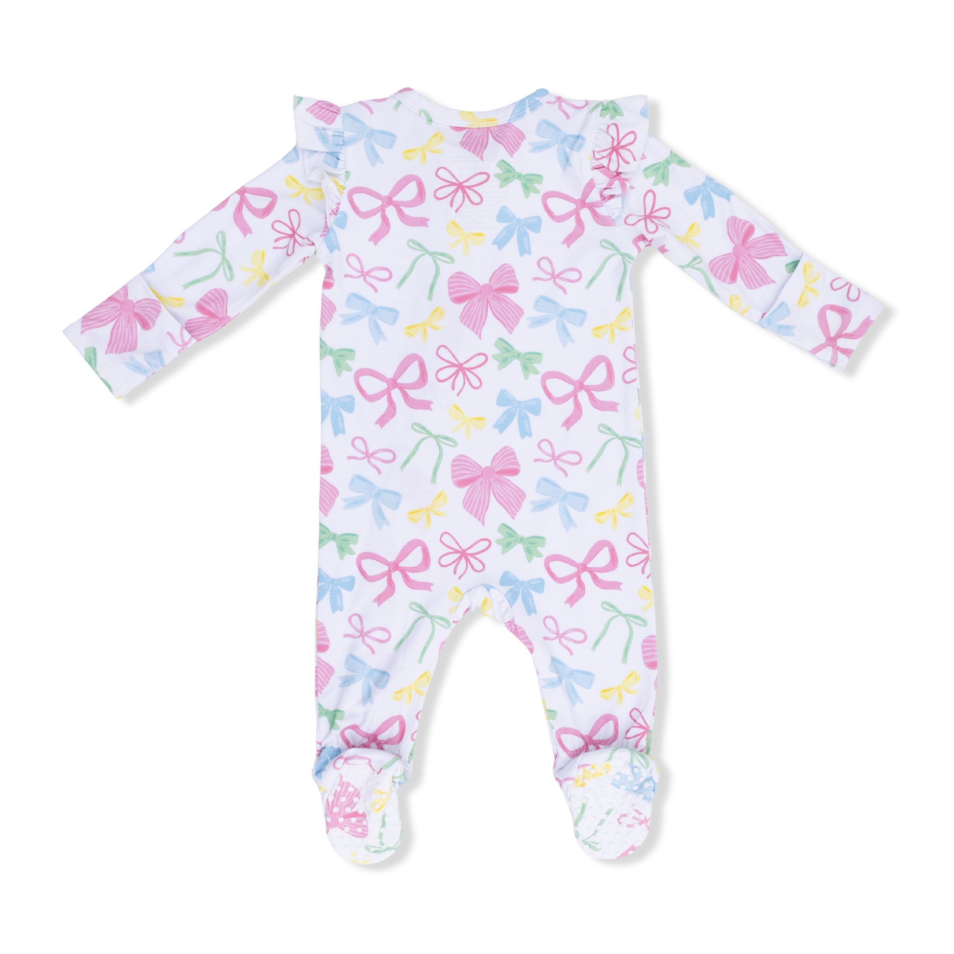 2 Way Ruffle Sleeve Zipper Footie - Sweet Bows - Angel Dear