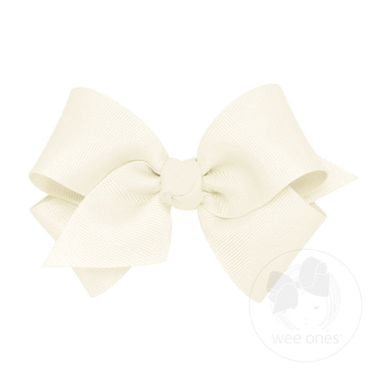 Small Classic Grosgrain Hair Bow Antique White