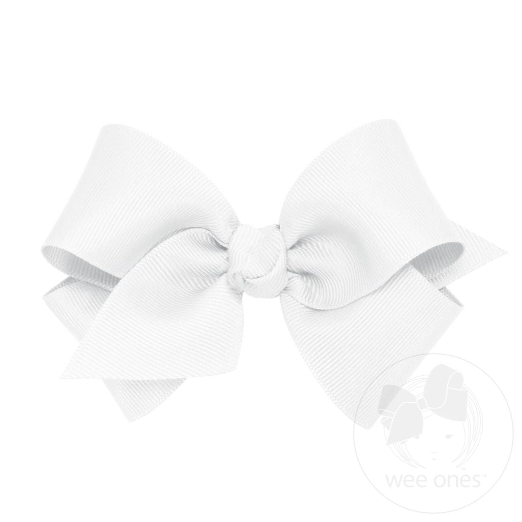 Small Classic Grosgrain Hair Bow White