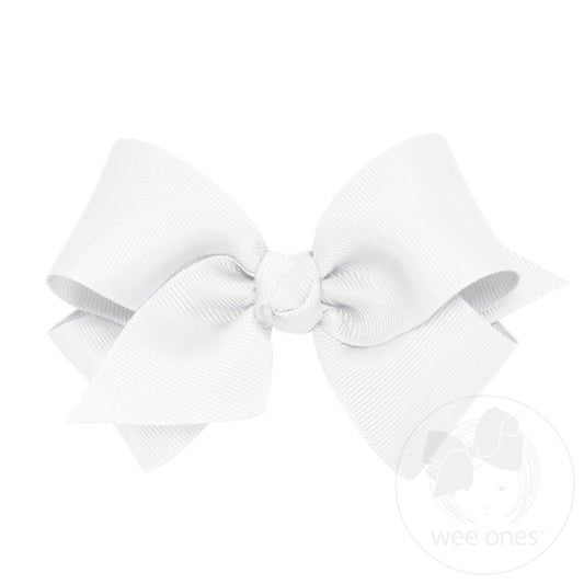 Small Classic Grosgrain Hair Bow White