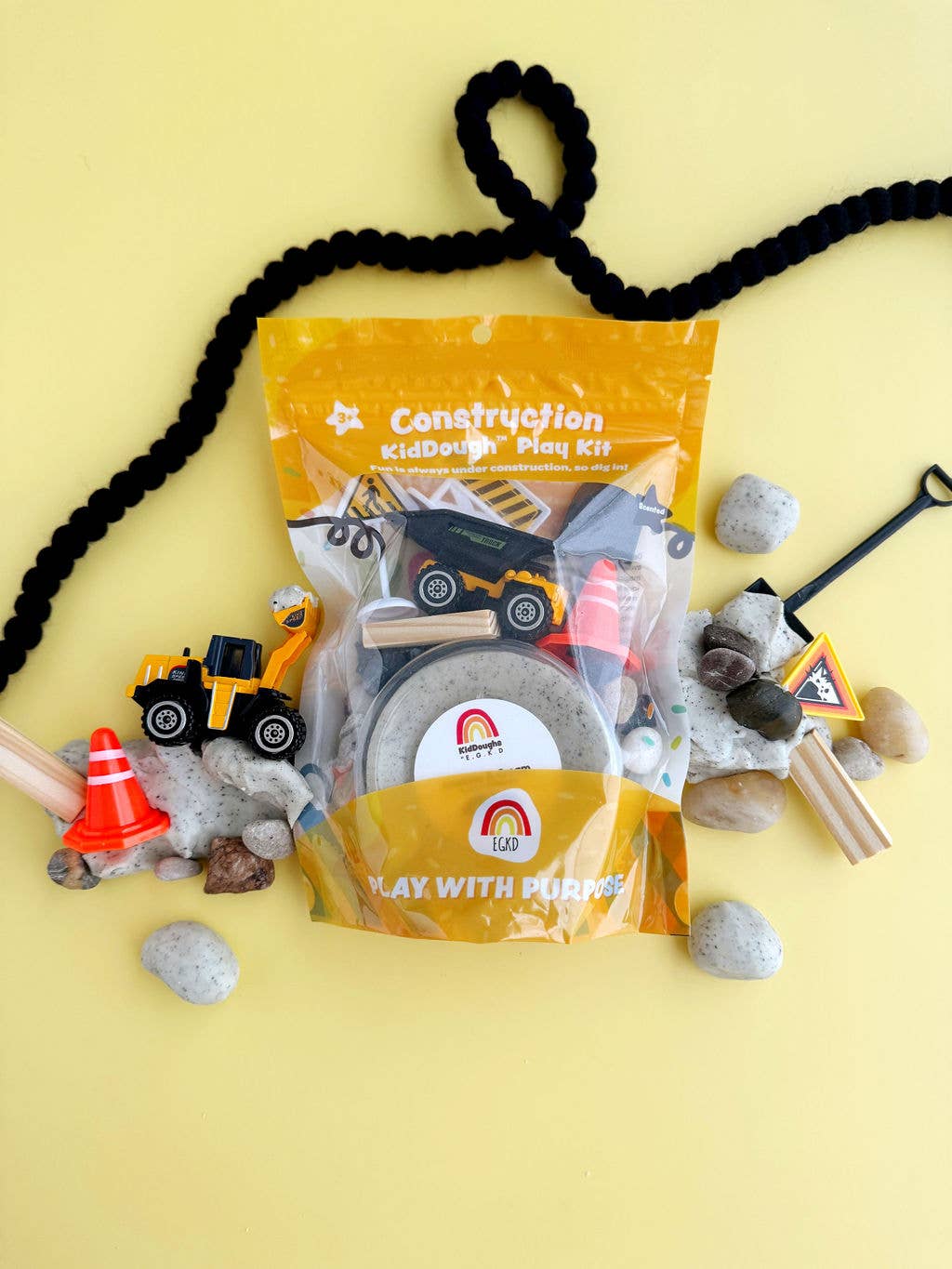 Construction (Cookies & Cream) KidDough Play Kit - Earth Grown KidDoughs (KidDoughs by EGKD)