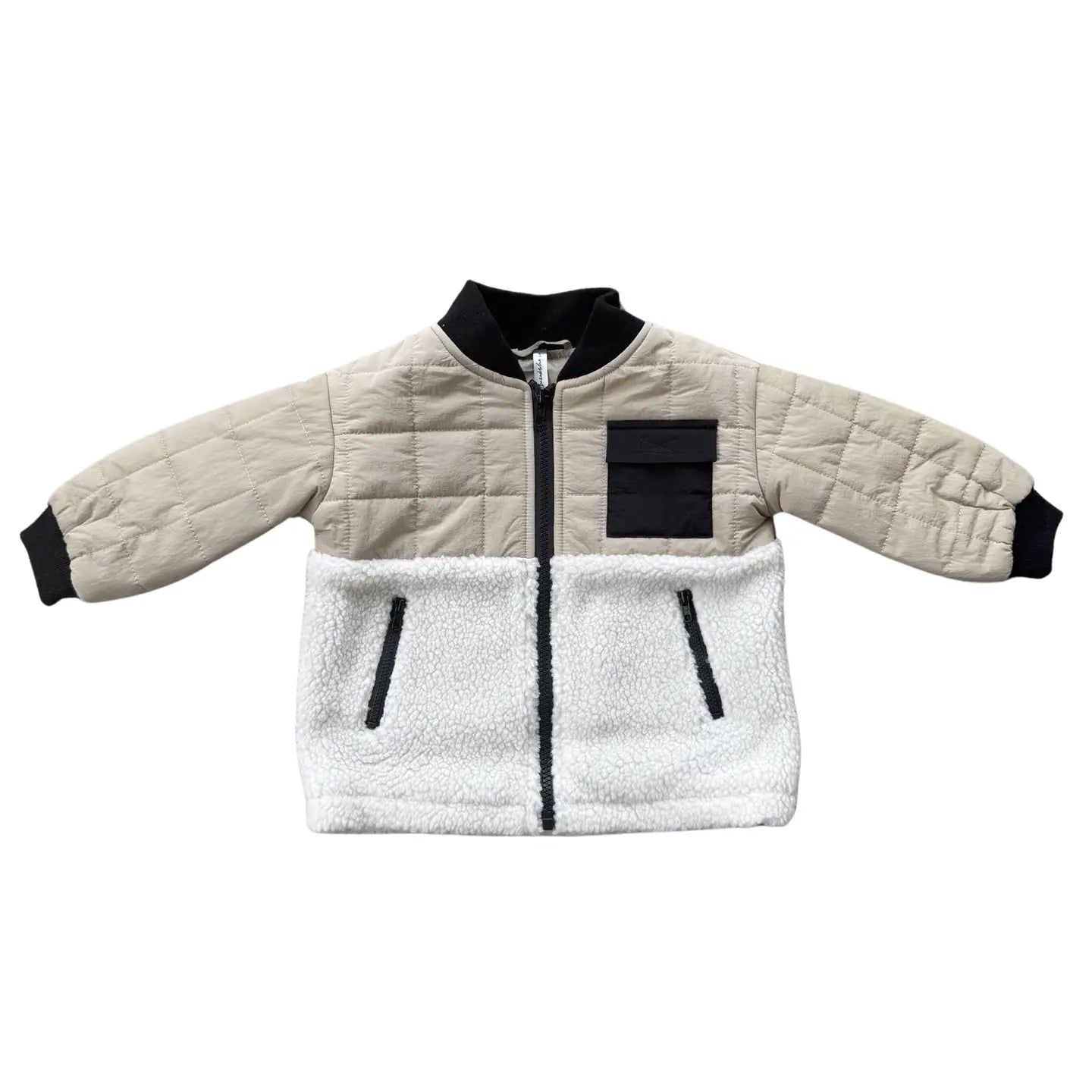 Quilted Sherpa Jacket - Cream - BabySproutsCo