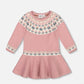 Knit Dress With Round Intarsia Flowers Light Pink