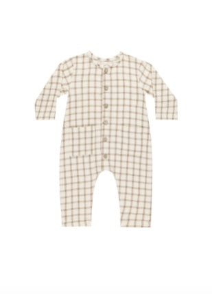 Pocketed Woven Jumpsuit || Cinnamon Plaid