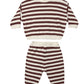 Waffle Slouch Set Black Cherry Stripe