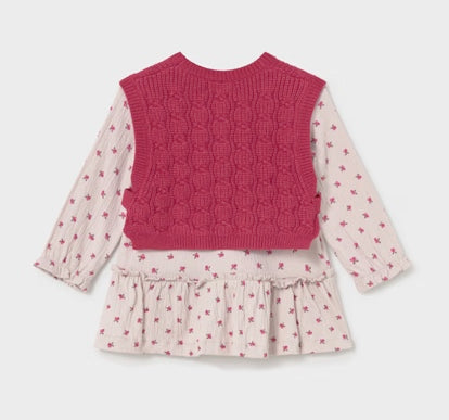 Dress with Vest- Pink Floral - Mayoral