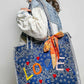 Quilted Indigo Paisley LOVE Tote Bag