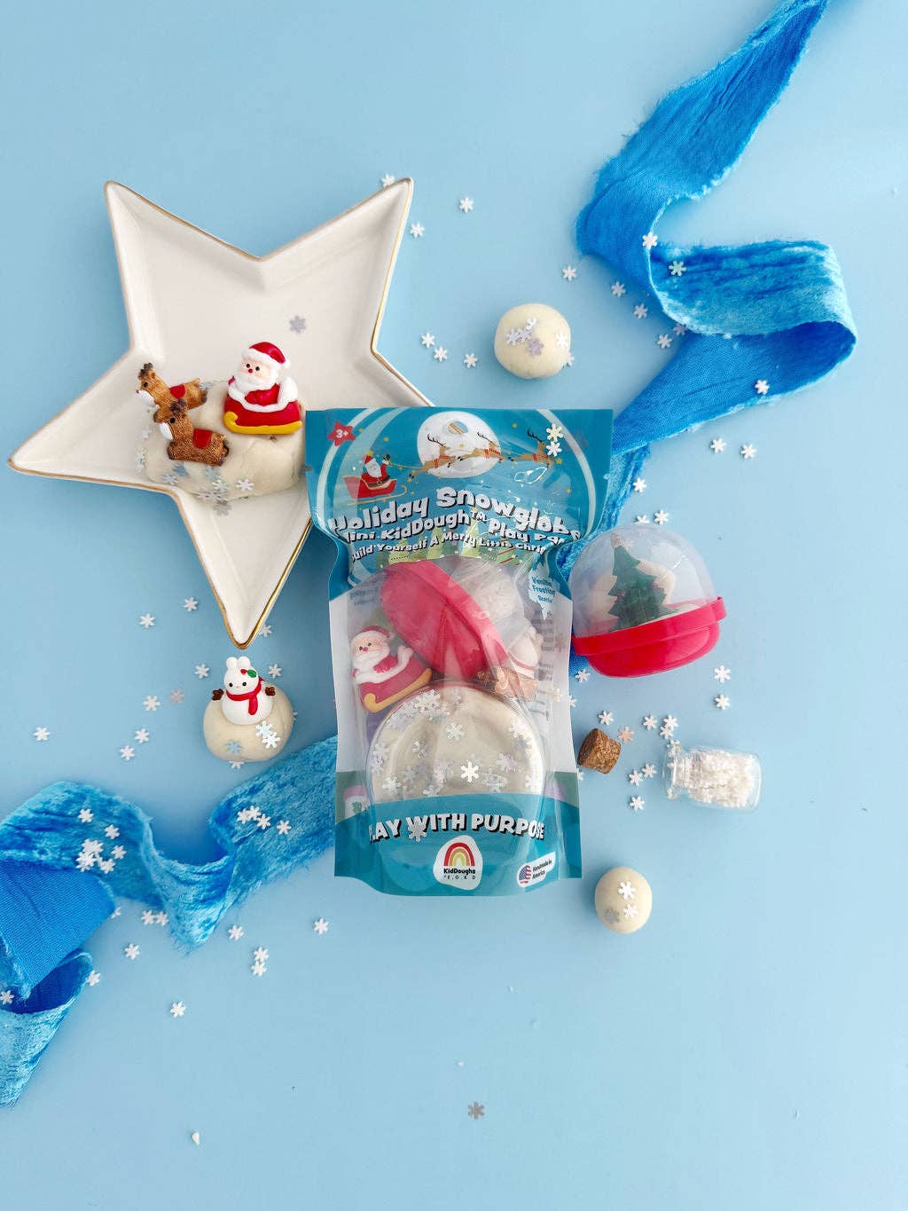 Holiday Snowglobe Mini KidDough Play Pack - Earth Grown KidDoughs (KidDoughs by EGKD)