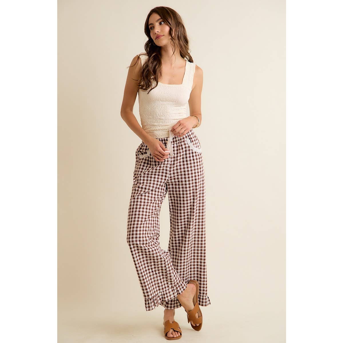 Gingham Ruffle Pants