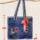 Quilted Indigo Paisley LOVE Tote Bag