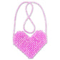 Shimmering Beaded Heart Crossbody Bag - Iscream