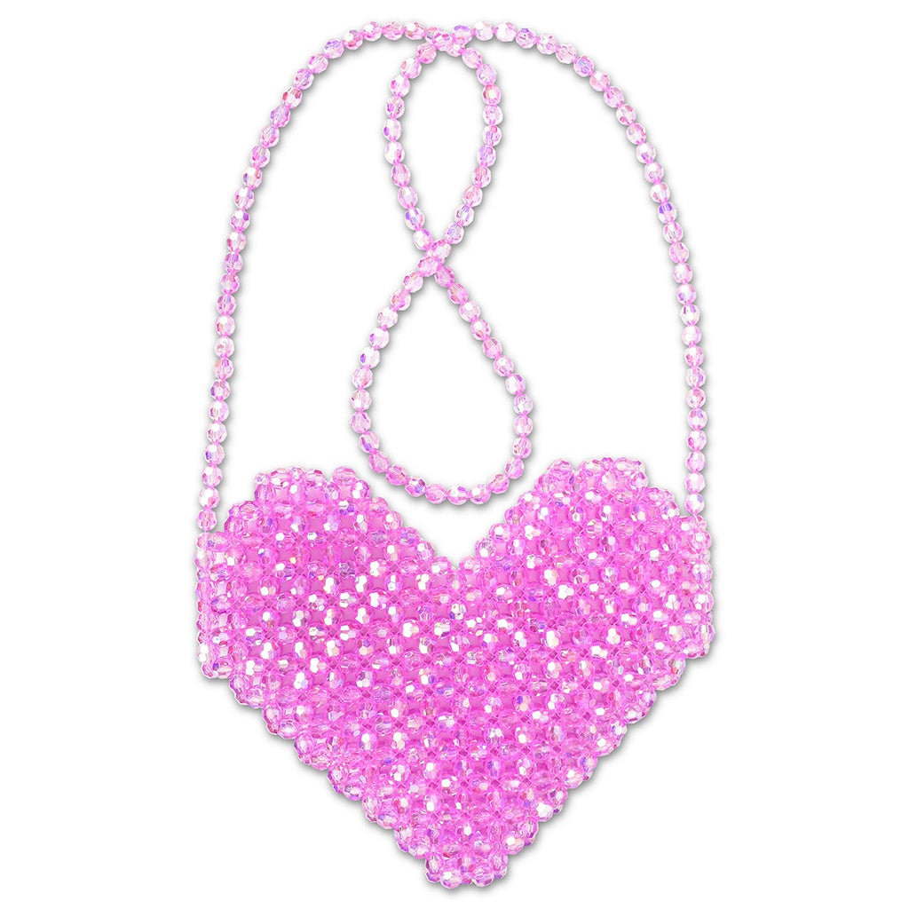 Shimmering Beaded Heart Crossbody Bag - Iscream