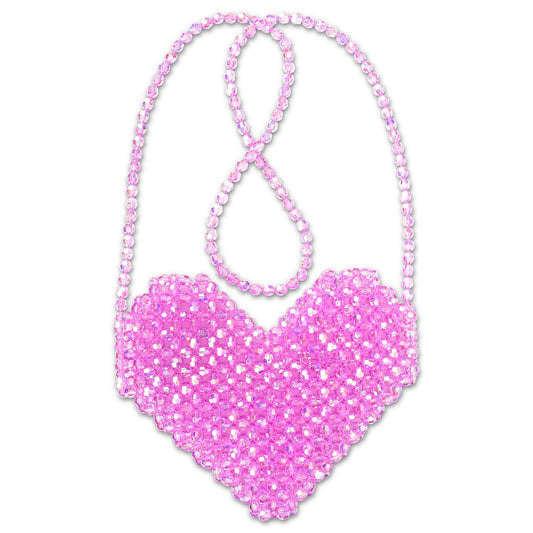 Shimmering Beaded Heart Crossbody Bag - Iscream