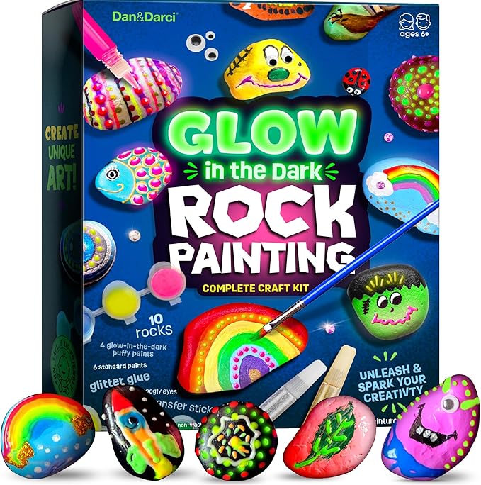 Dan&Darci Kids Rock Painting Kit - Glow in The Dark - Dan&Darci