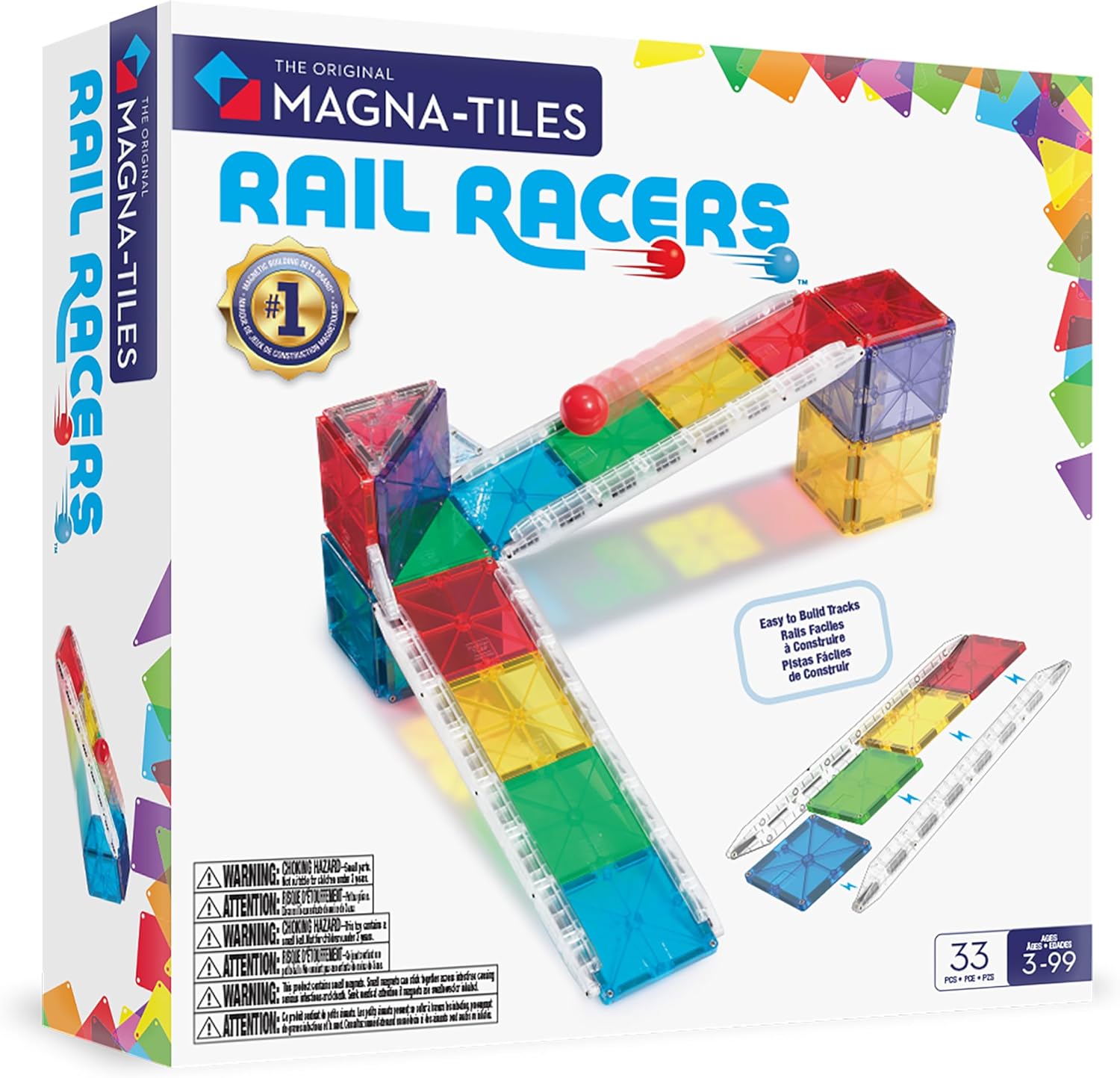 Magna-Tiles Rail Racers 33-Piece Magnetic Construction Set - magnatiles