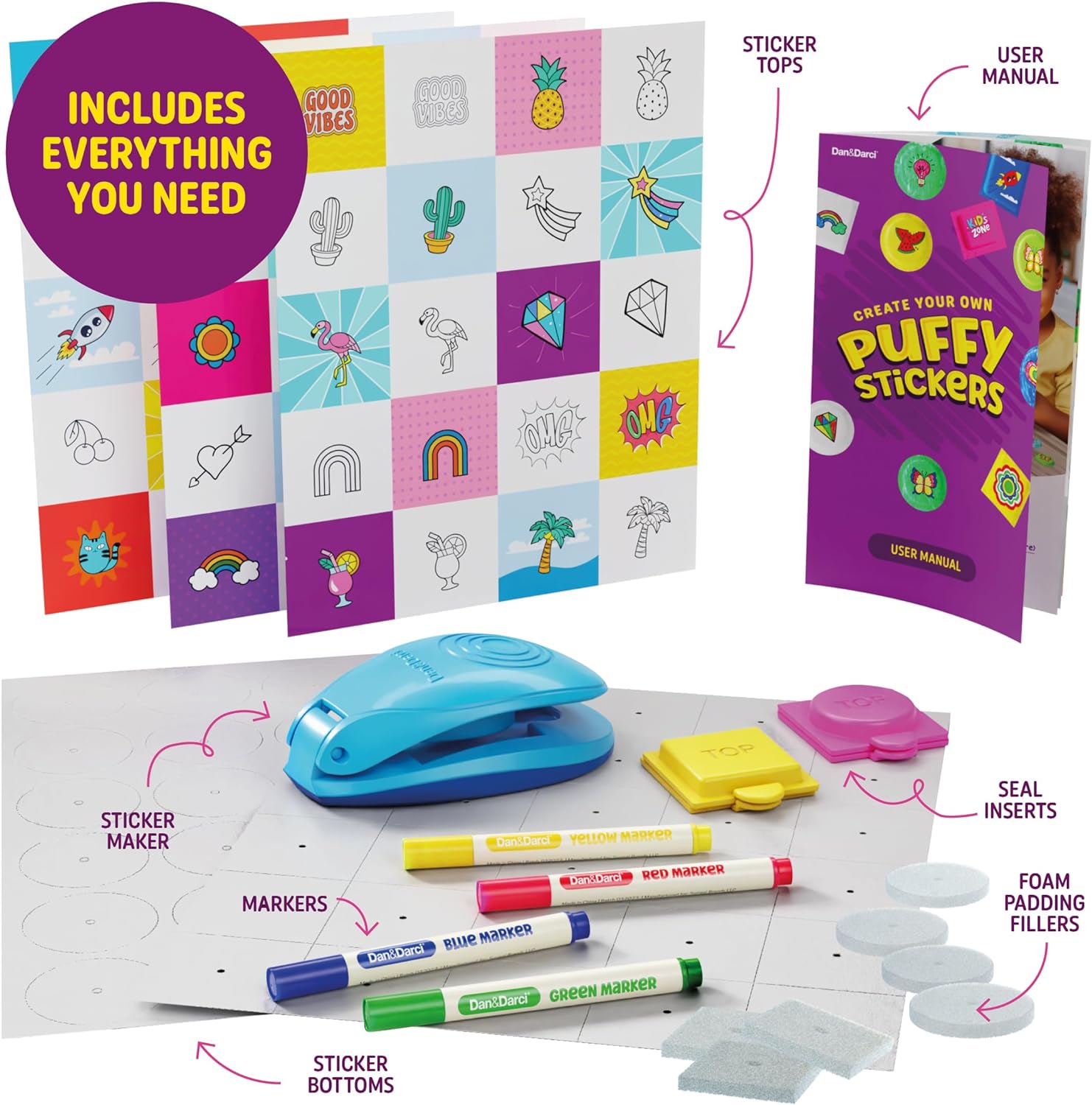 Dan&Darci 3D Puffy Sticker Maker Kids' Craft Kit - Dan&Darci