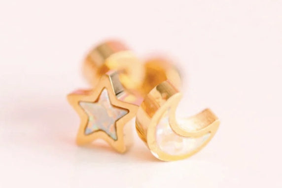 Moon/Star Opals Earrings