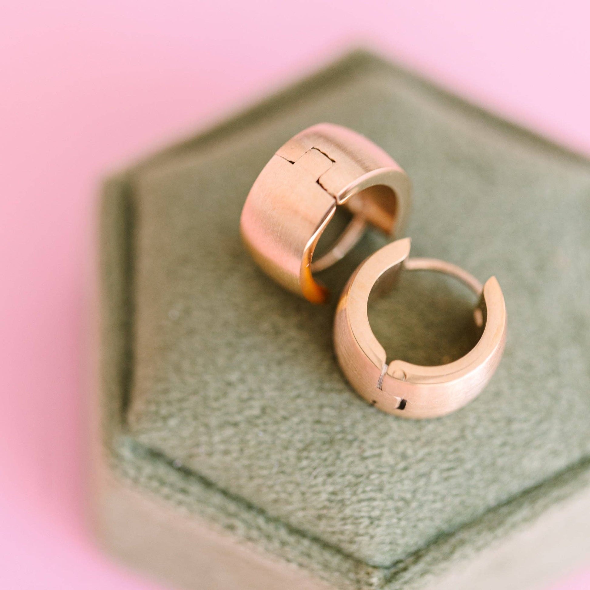 Chunky Brushed Gold Huggies - Pierced Co