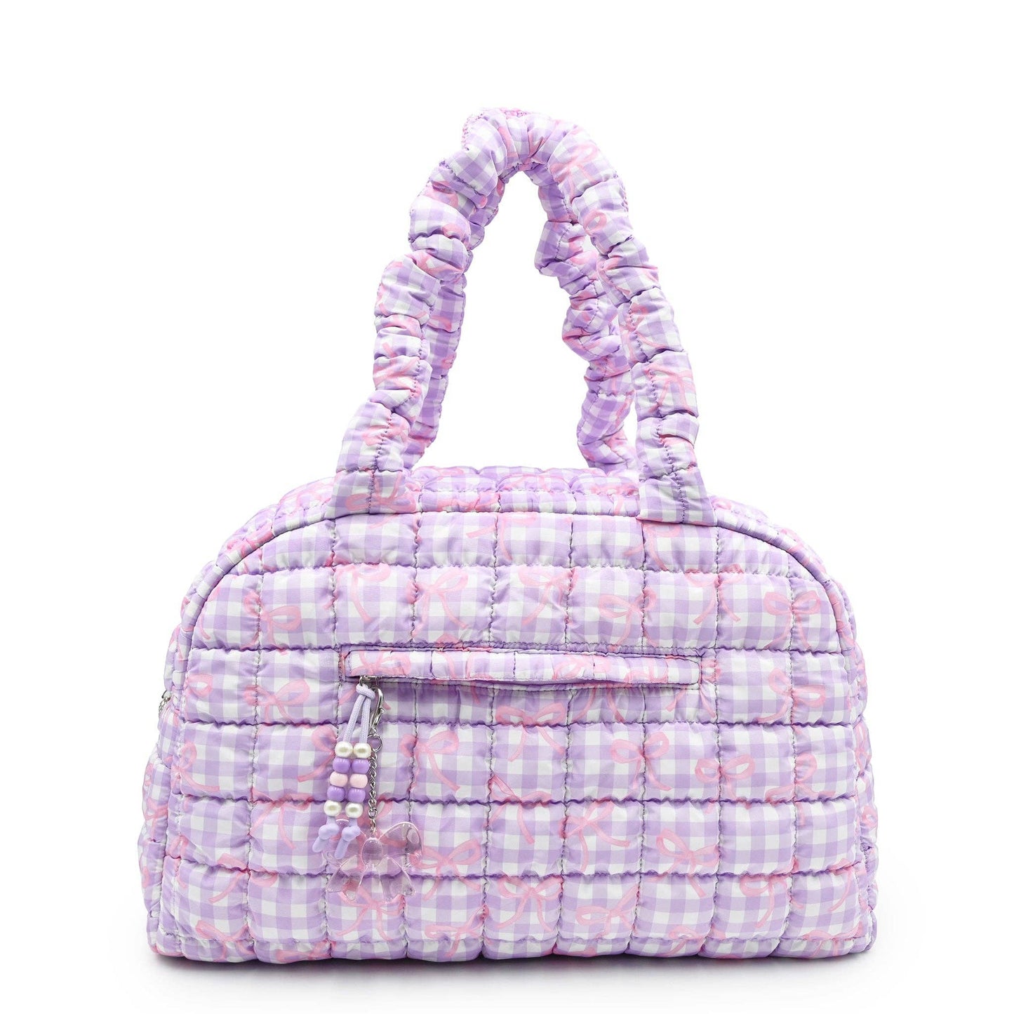 Quilted Scrunchies Gingham Bow Printed Medium Duffle Bag