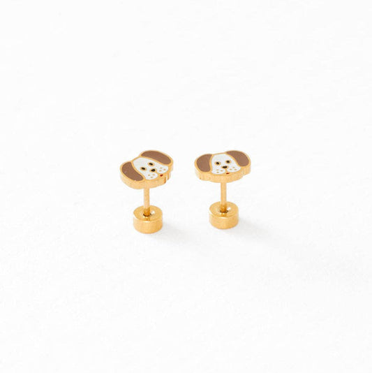 Dog Stud Earrings - Hypoallergenic, Flat Back, Girl Gift: Pair - Pip Pop Post