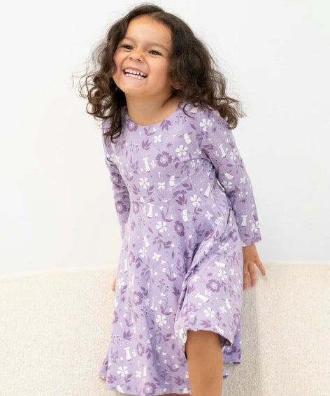 Swirly Girl Dress- Purple Mushroom