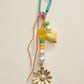 Floral Beaded Bag Charm | Gold Daisy and Heart Accent