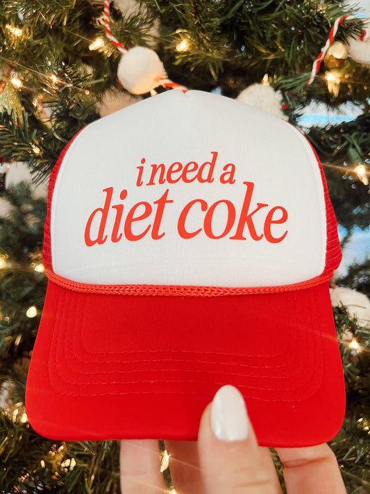 I Need a Diet Coke Trucker Hat - Red & White