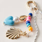 Nautical Beaded Bag Charm | Shell and Heart Accent Detail