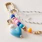 Nautical Beaded Bag Charm | Shell and Heart Accent Detail