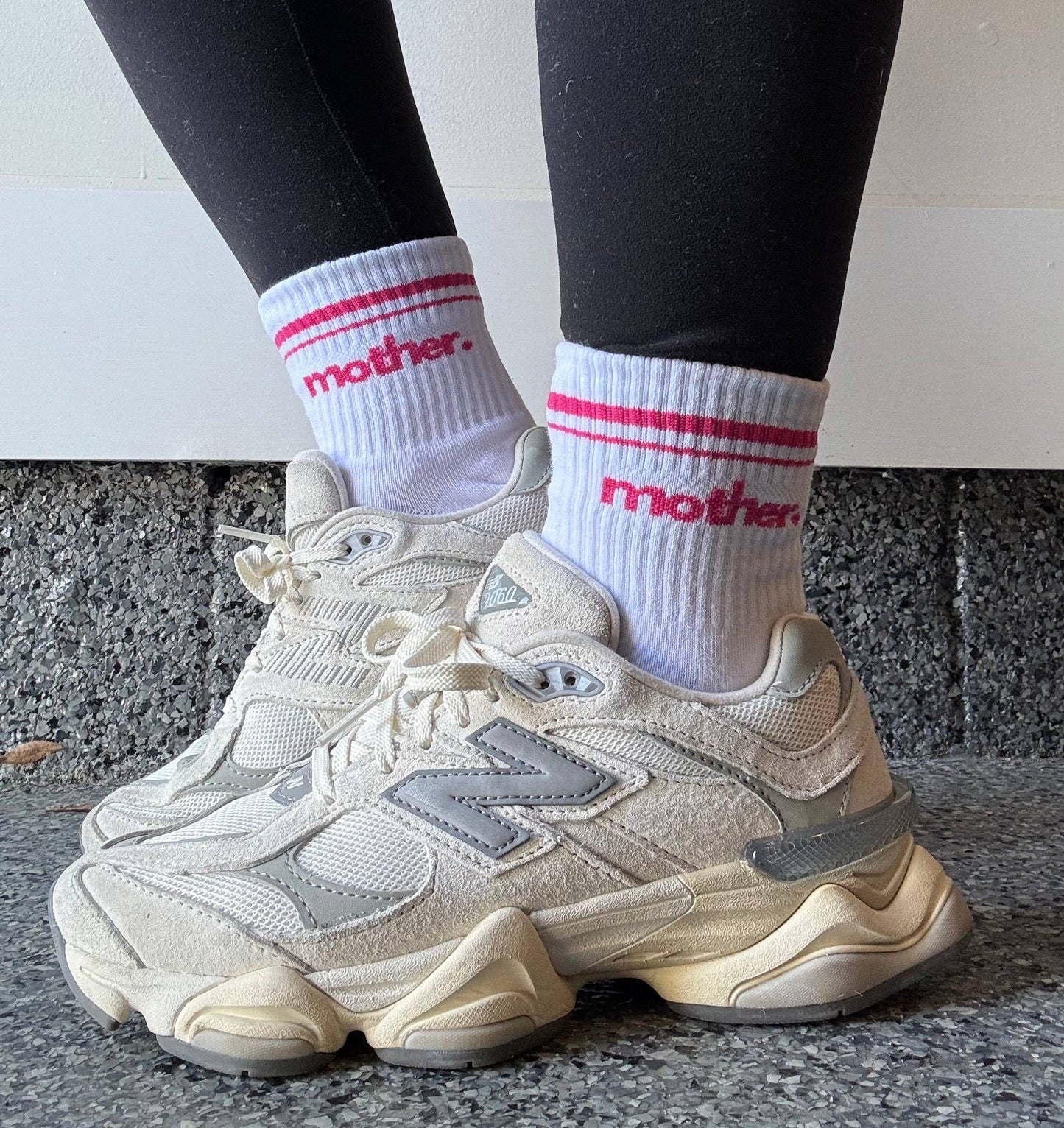 Mother. Throwback Half Crew Striped Socks: Pink
