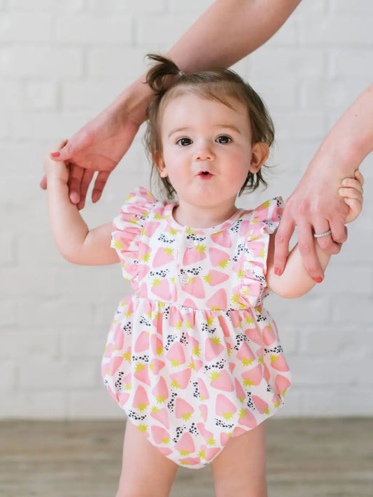 Betsy Romper in Pink Berry | Baby Bubble - Olli Ella