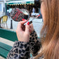 Hand-painted Leopard Bow Compact Mirror | Eco-Friendly