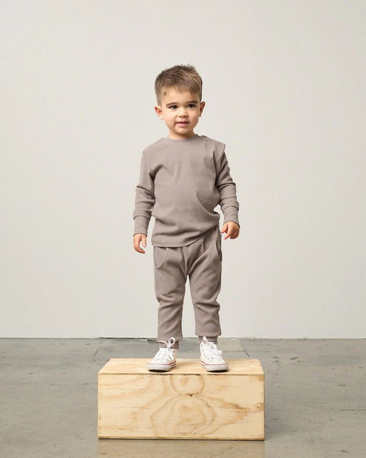 Long Sleeve Ribbed Tee - Mushroom - Little Bipsy