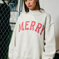 "MERRY" Varsity Mock Neck Sweatshirt: Red Polka Dot