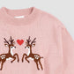 Dasher and Dancer on Rose Sweater