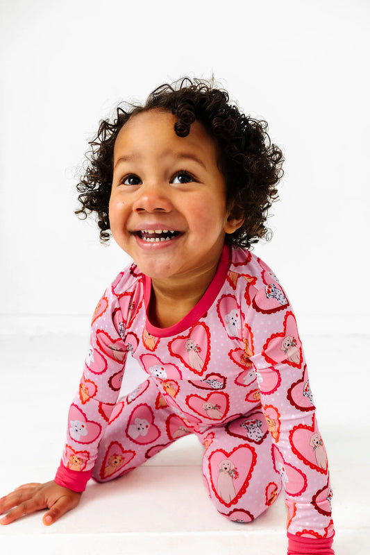 Pink Fur-Ever Valentine Two Piece Set - In My Jammers