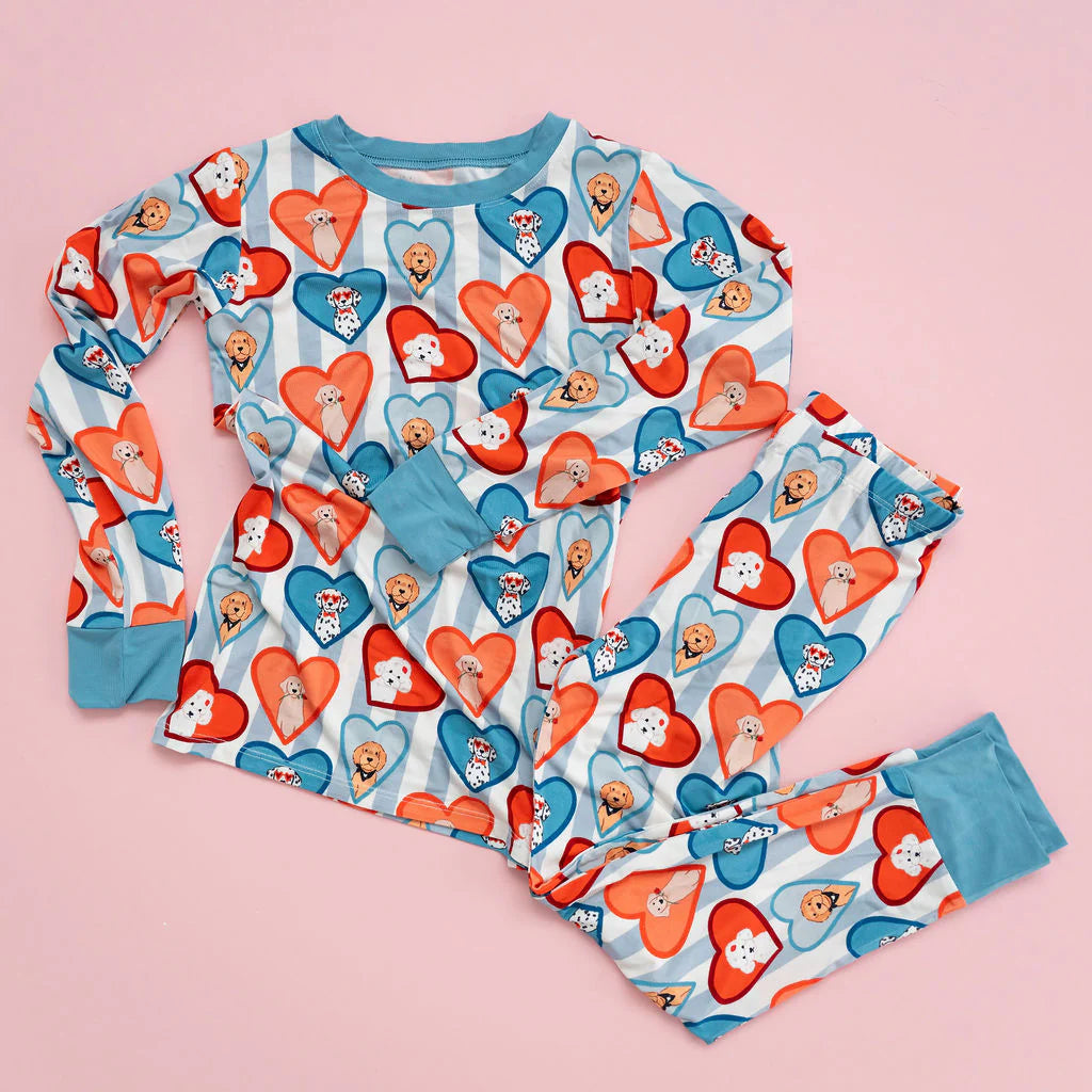 Blue Fur-Ever Valentine Two Piece Set - In My Jammers