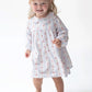 Long Sleeve Peter Pan Ruffle Collar Dress and Bloomer- Anna Floral Stripe